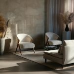 japandi living room with minimalist furniture and natural materials